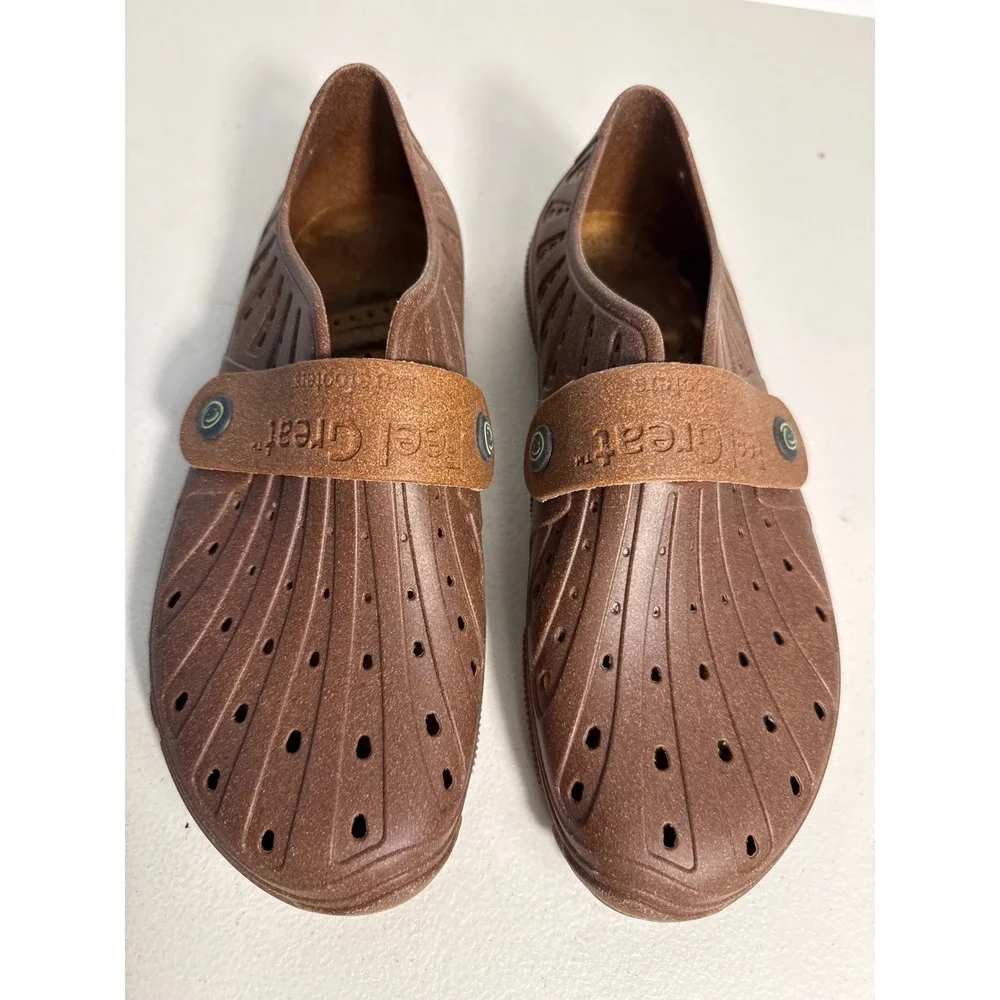 Barefooters Feel Great Brown Perforated Slip On Clogs Shoes Men Size EU 41 US 8